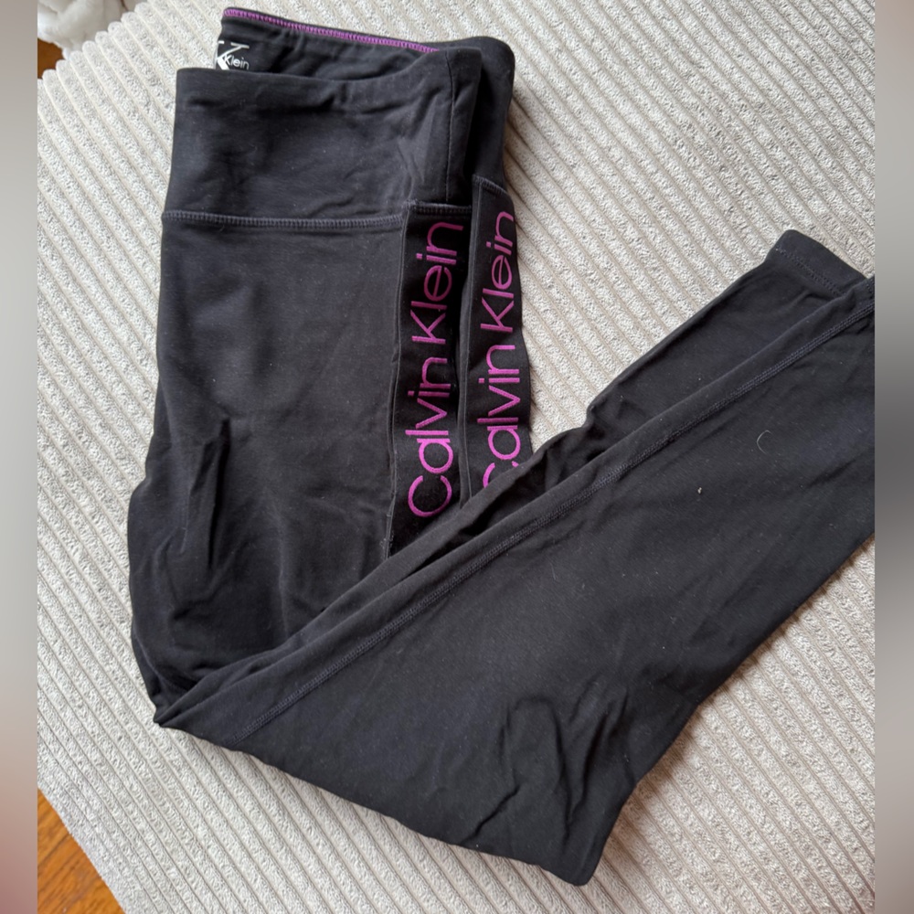 Calvin Klein Black Leggings with Purple Accents